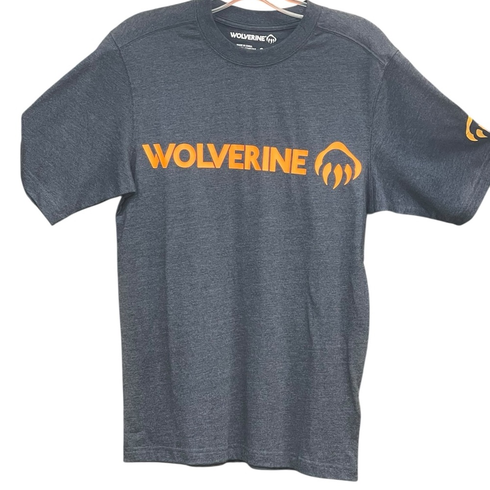 Wolverine Charcoal Tee with Vibrant Orange Emblem